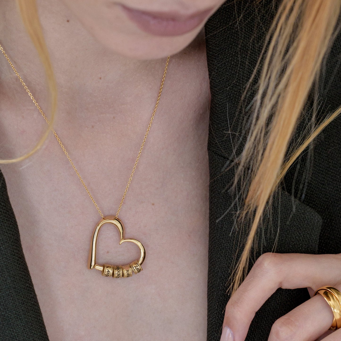 Sophie Charming Heart Engraved Beads Necklace