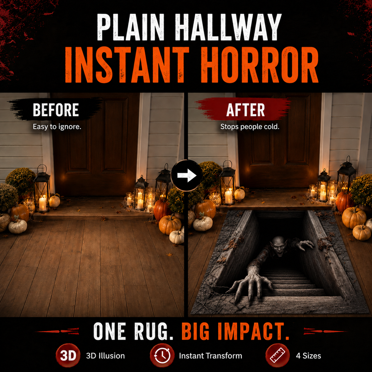 🔥 Limited-Time 50% OFF 🎃Elnuvo® Creeping Ghoul 3D Illusion Rug
