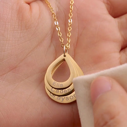 Ella Engraved DropShaped Family Necklace