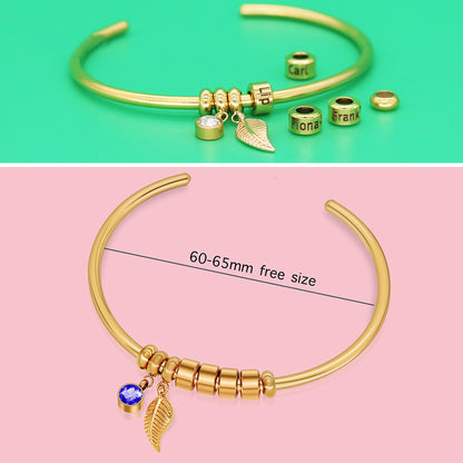 Kaeli Personalized Birthstone Name Open C Bracelet