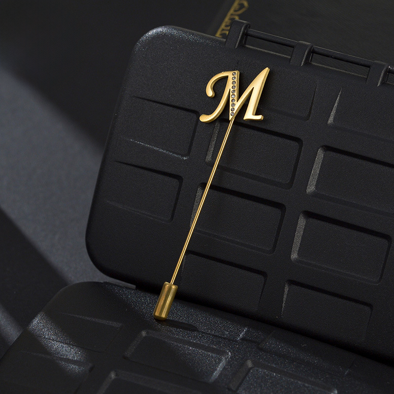 Maggie Letter Rhinestone Suit Brooch