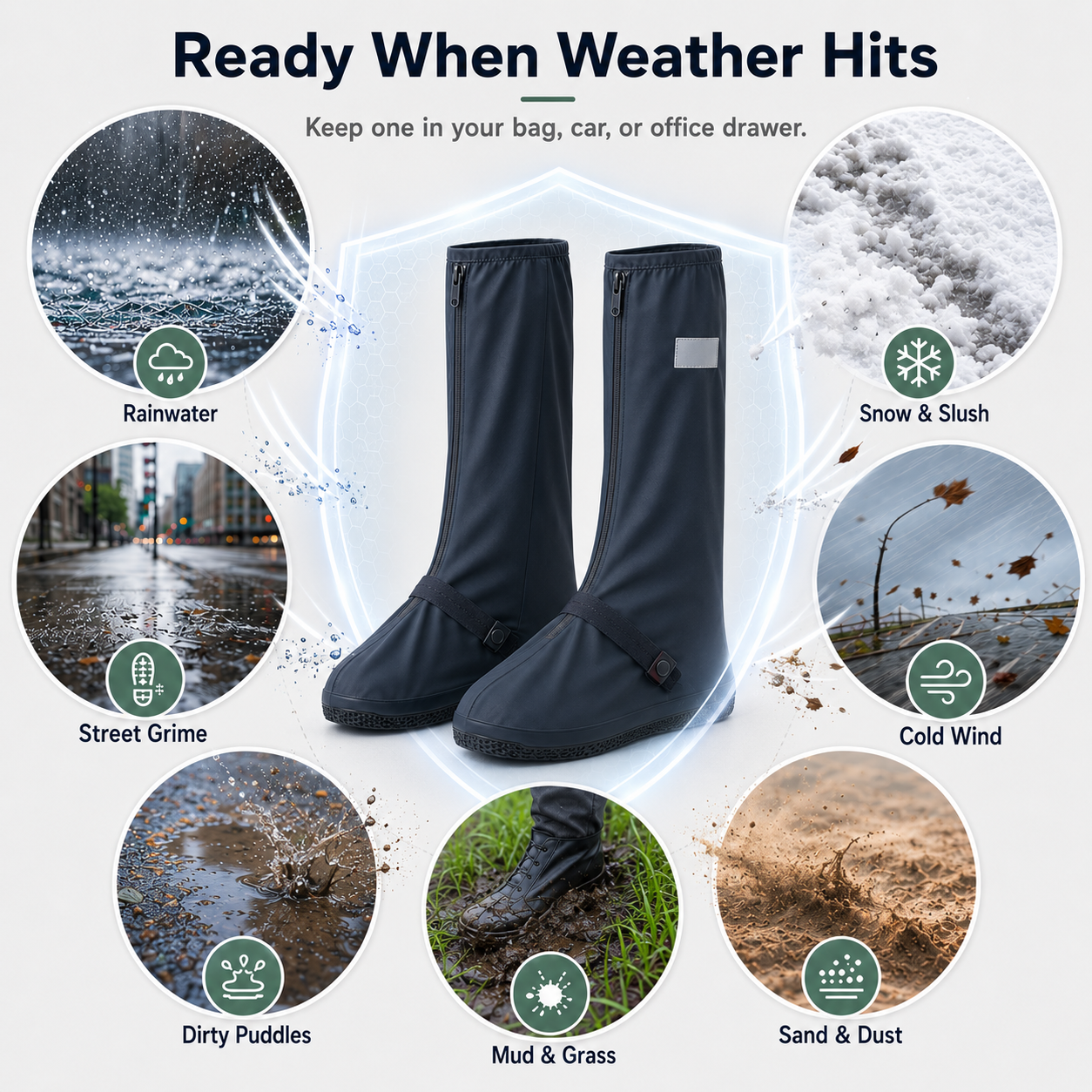 EInuvo® Foldable Waterproof Boot Covers – Stay Dry in Rain, Mud & Snow