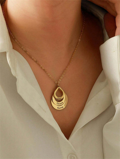 Ella Engraved DropShaped Family Necklace