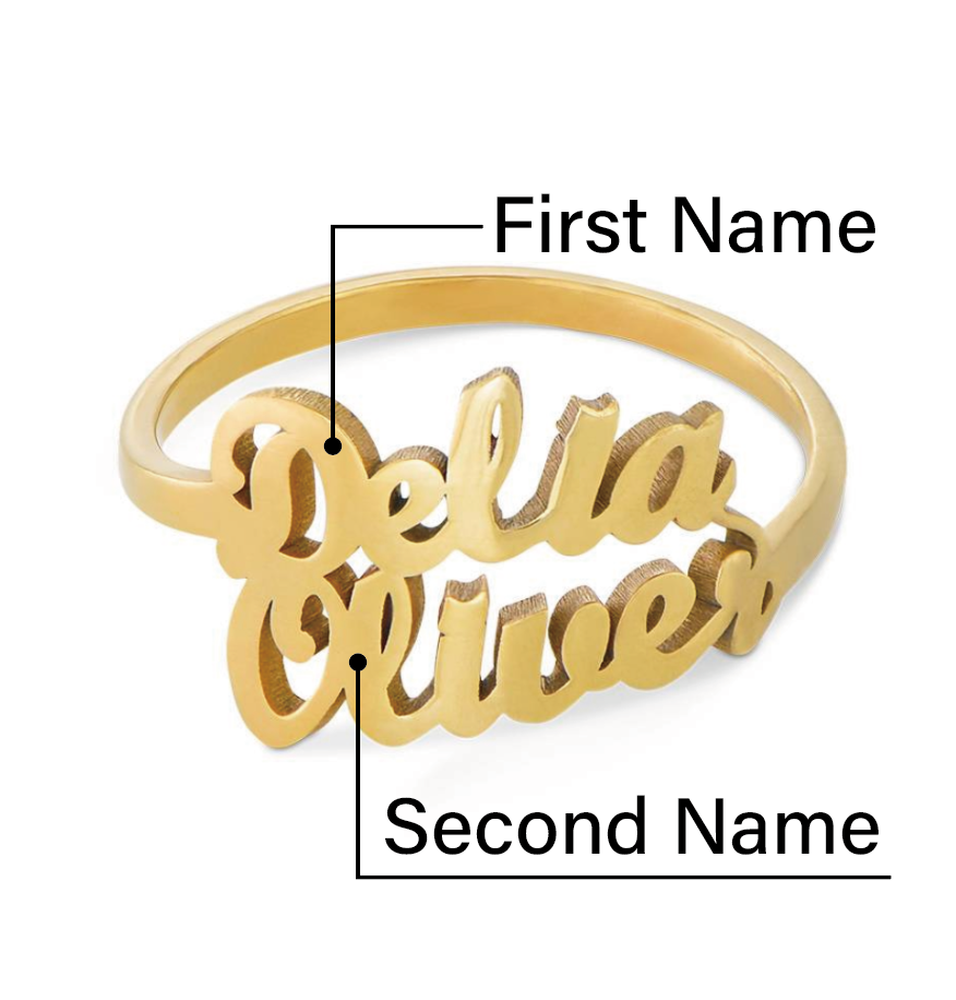 Genesis Script Double Name Ring