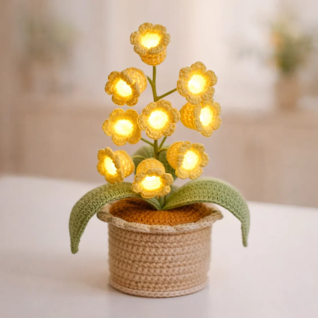 🌸 Lily of the Valley Lamp, Handmade Crochet Artificial Flower Night Light