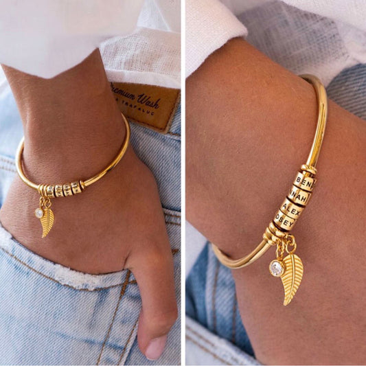 Kaeli Personalized Birthstone Name Open C Bracelet