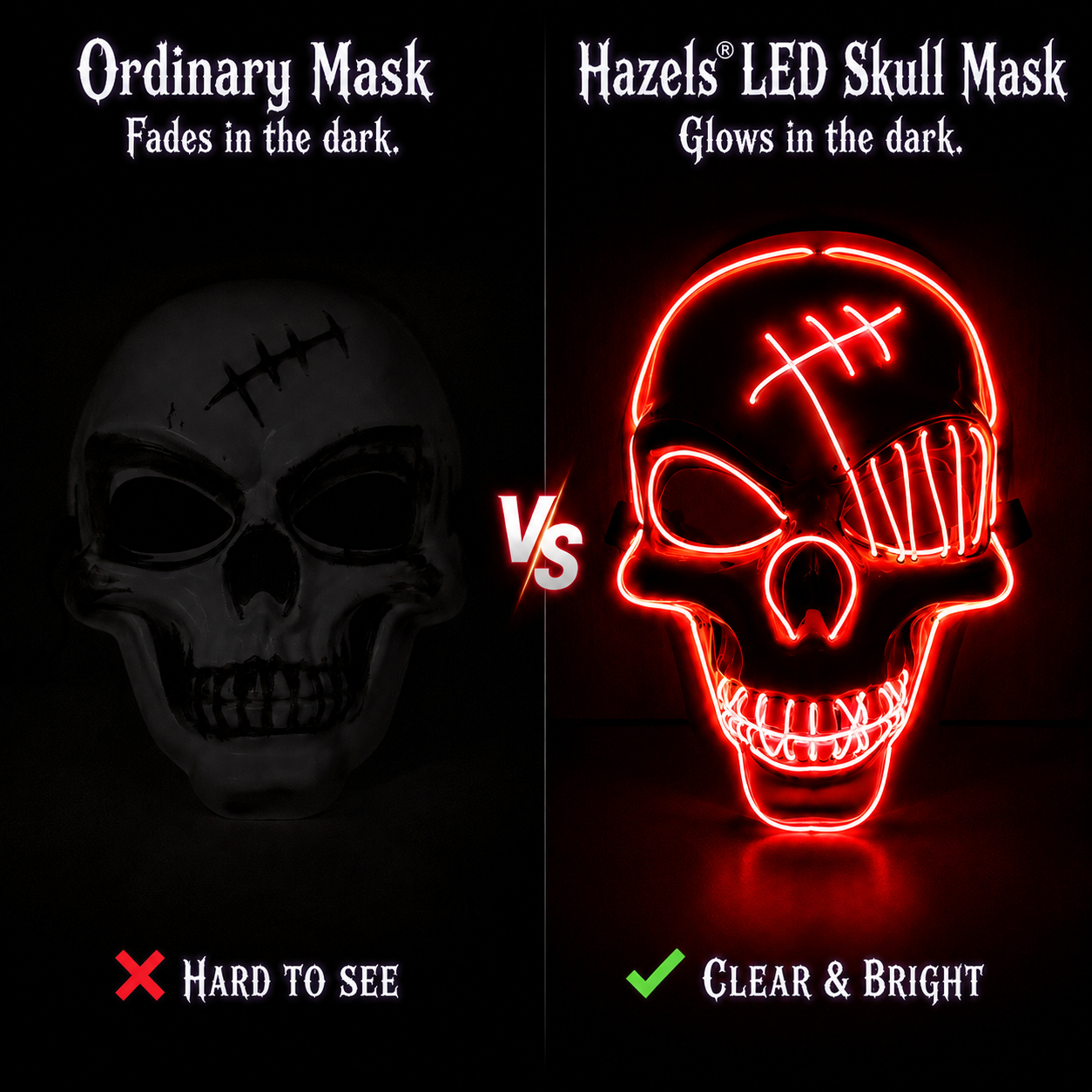 Masque Halloween LED  - Tête de Mort Lumineuse