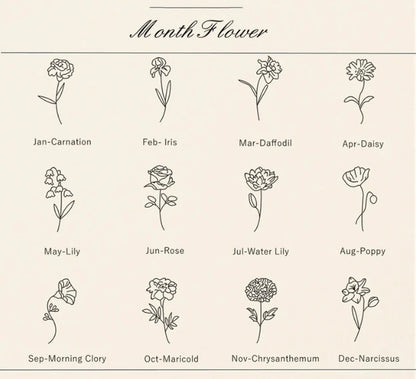 Customizable Name Titanium Steel Necklace with Birth Month Flower