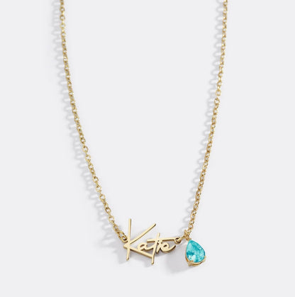 Abby Chrystal Letter Name Necklace