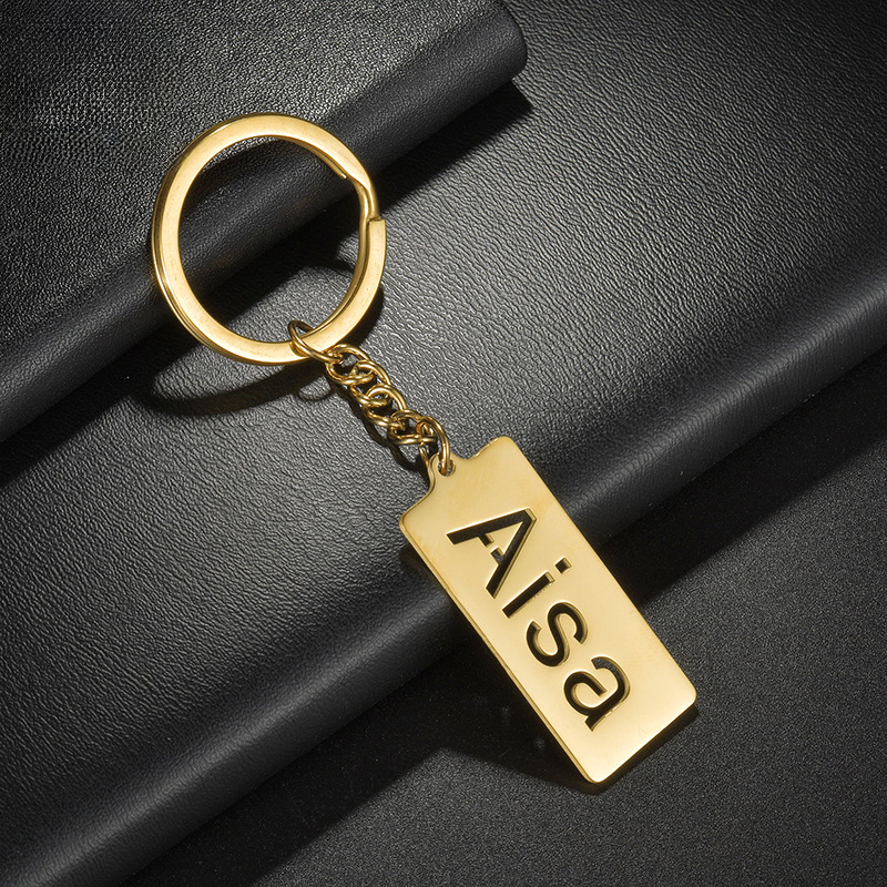 Long Strip Hollow Minimalist Letter Keychain