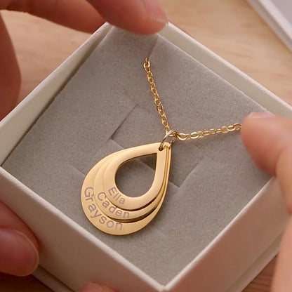 Ella Engraved DropShaped Family Necklace