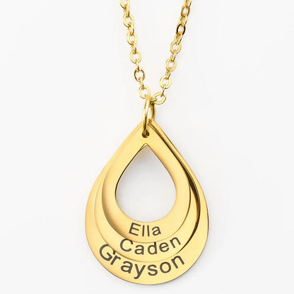 Ella Engraved DropShaped Family Necklace