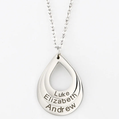 Ella Engraved DropShaped Family Necklace