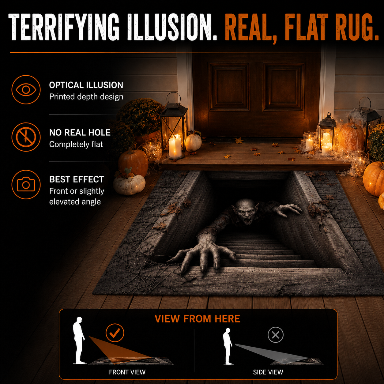 🔥 Limited-Time 50% OFF 🎃Elnuvo® Creeping Ghoul 3D Illusion Rug