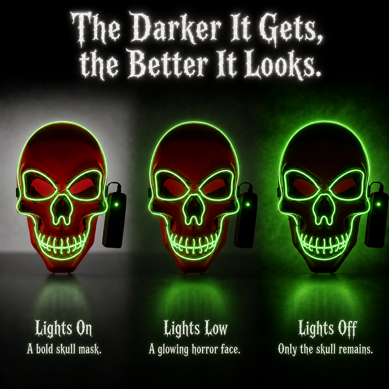 Masque Halloween LED  - Tête de Mort Lumineuse