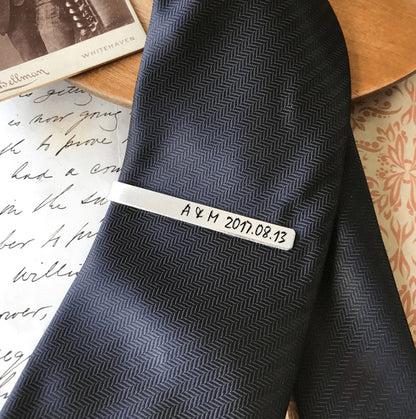 Ainara Platinum Plated Sterling Silver Engraved Tie Clip