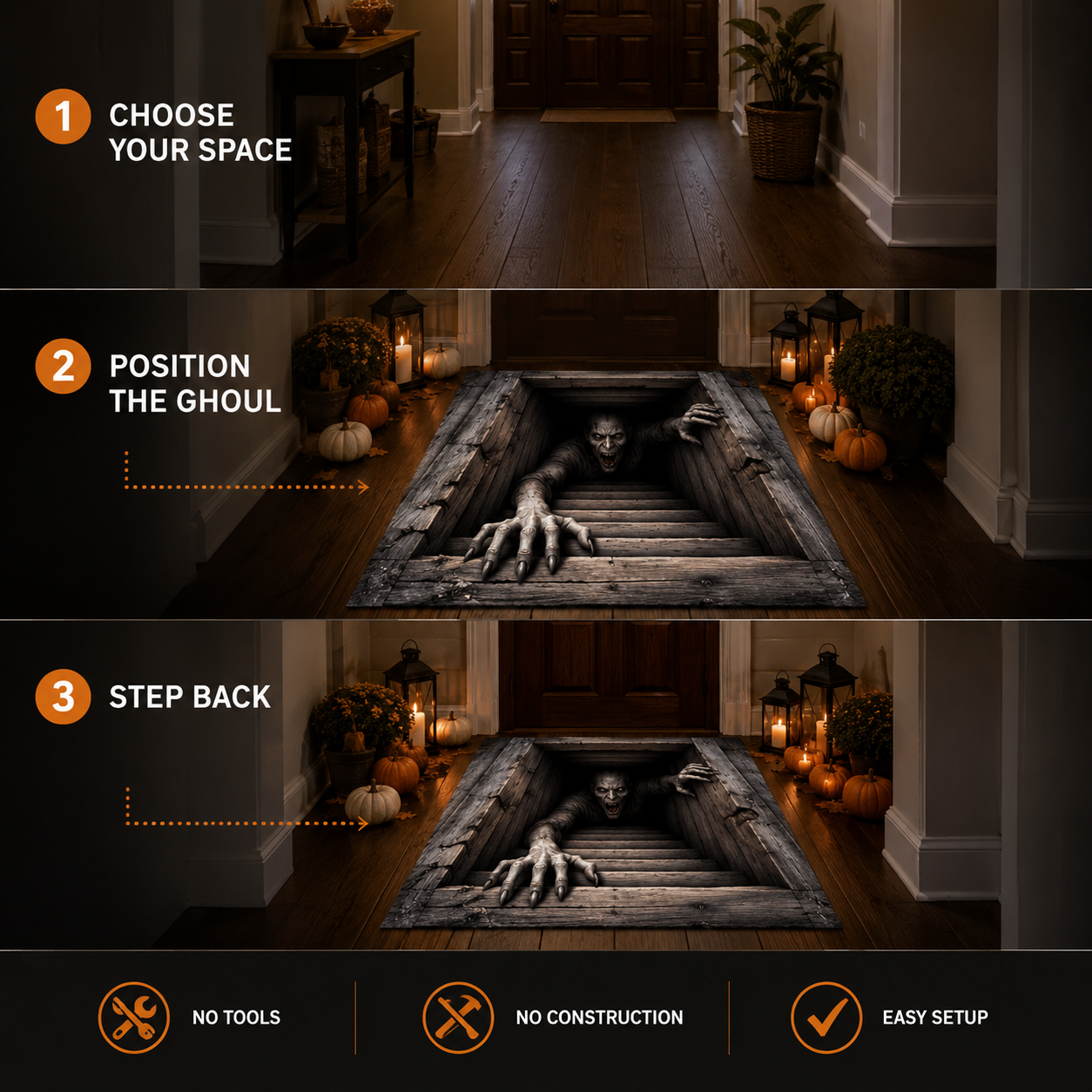 🔥 Limited-Time 50% OFF 🎃Elnuvo® Creeping Ghoul 3D Illusion Rug
