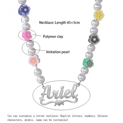 Mia Flower Pearl Name Necklace