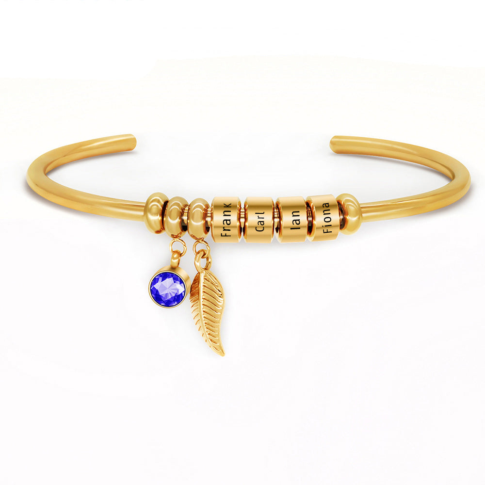 Kaeli Personalized Birthstone Name Open C Bracelet