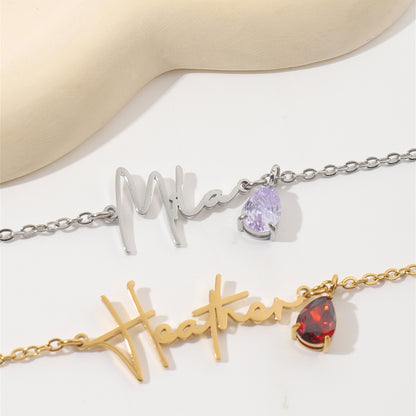 Abby Chrystal Letter Name Necklace
