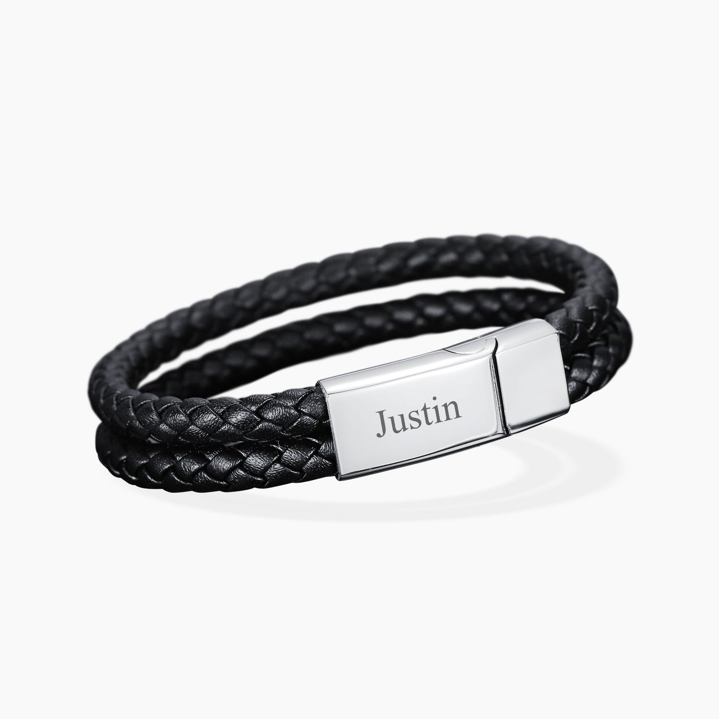 Max Engraved Leather Bracelet
