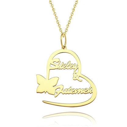 Lena Elegant Customizable Heart Necklace with Two Names