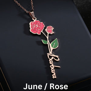 Hannah Personalized Birth Flower Name Clavicle Necklace