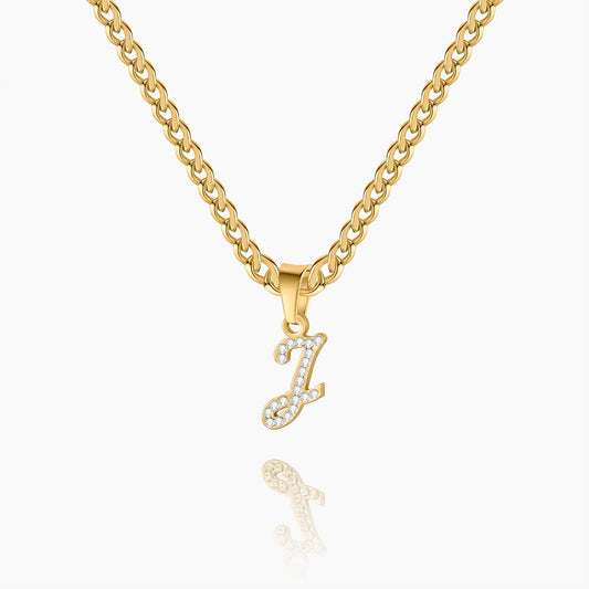 Inaya Script Iced Letter Necklace
