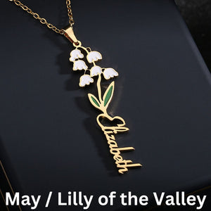 Hannah Personalized Birth Flower Name Clavicle Necklace