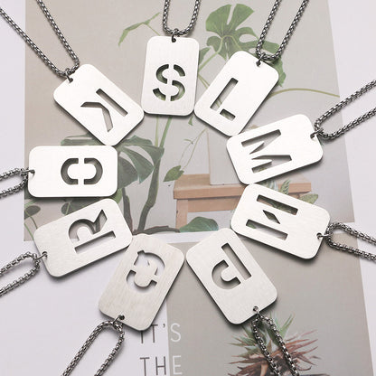 Leah Carved Initial Dog Tag Necklace