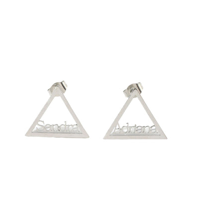 Sharon Hollow Triangle DIY English Letter Earrings