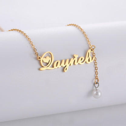 Cassandra Pearl & Heart Name Necklace