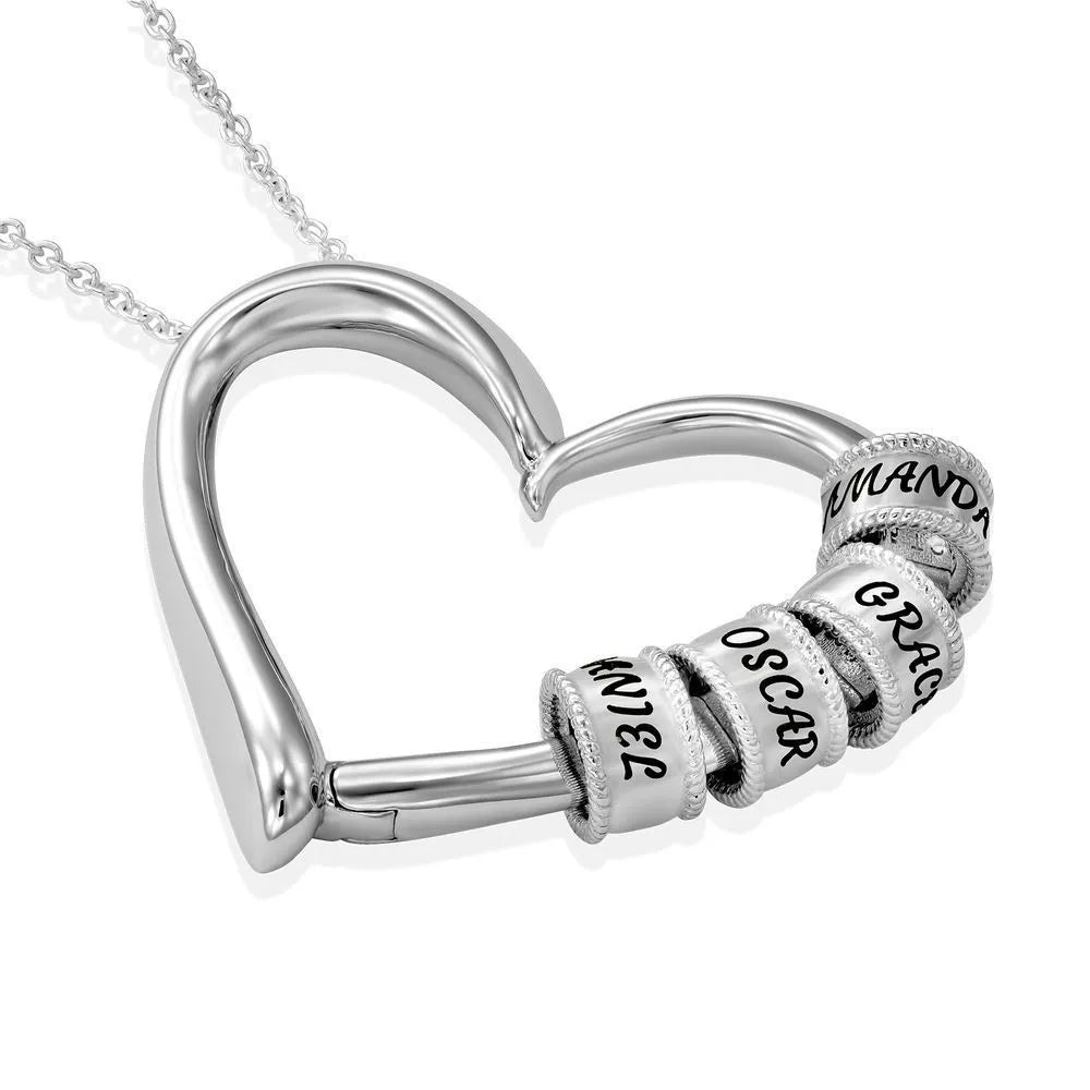 Sophie Charming Heart Engraved Beads Necklace