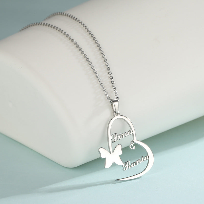 Lena Elegant Customizable Heart Necklace with Two Names