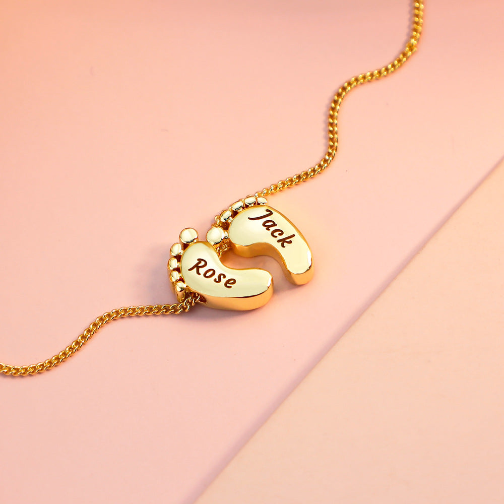 Rachel Gold Engraved Little Footprint Necklace