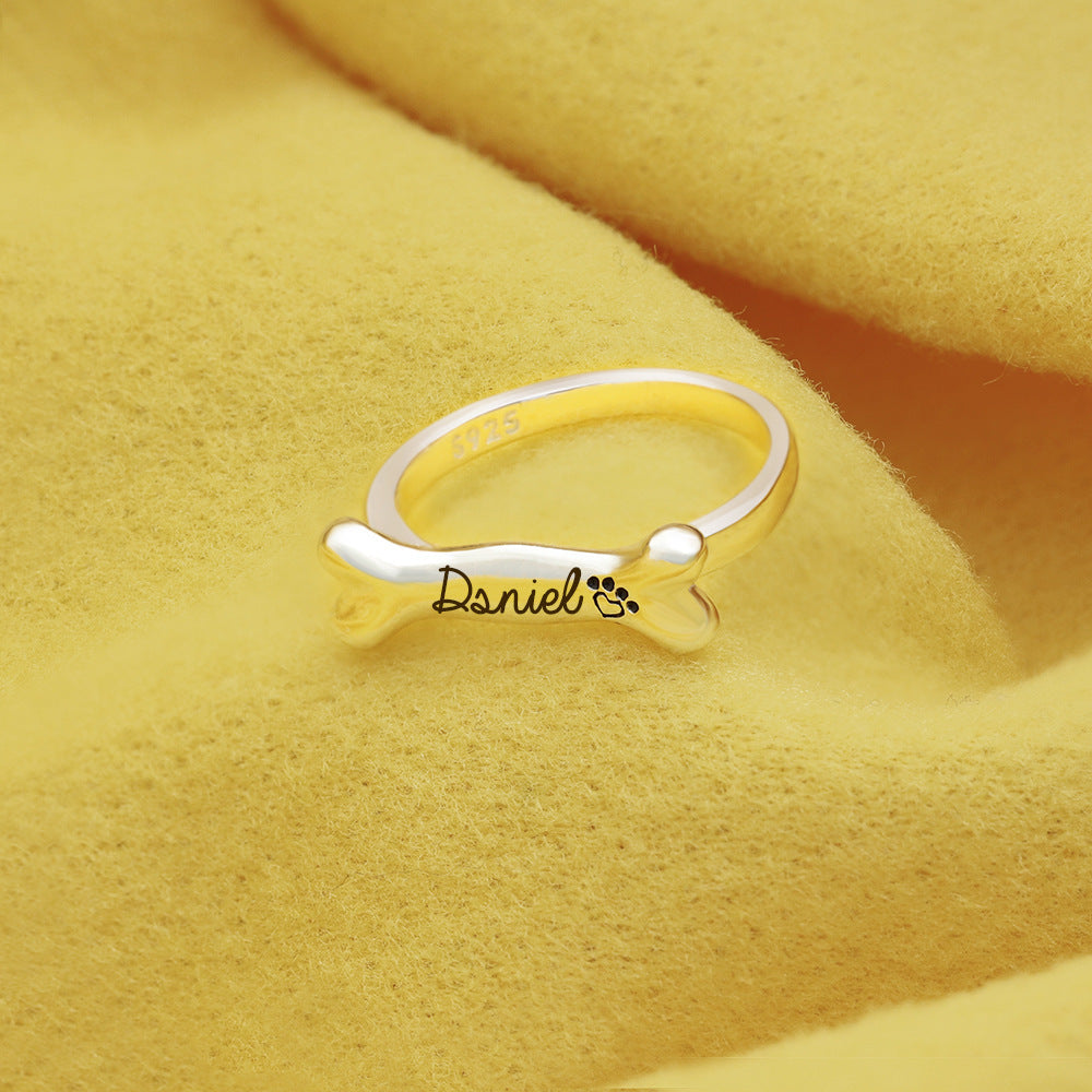 Lucy Dog Bone Name Ring