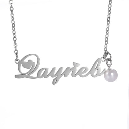 Cassandra Pearl & Heart Name Necklace