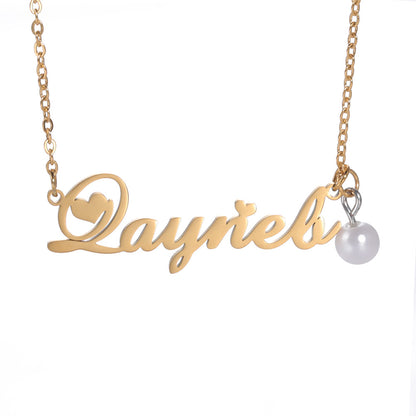 Cassandra Pearl & Heart Name Necklace