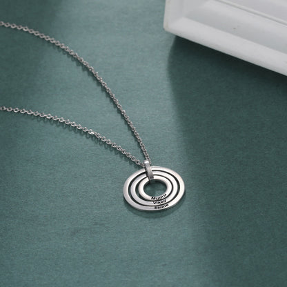 Iris Triple Concentric Circle Name Necklace