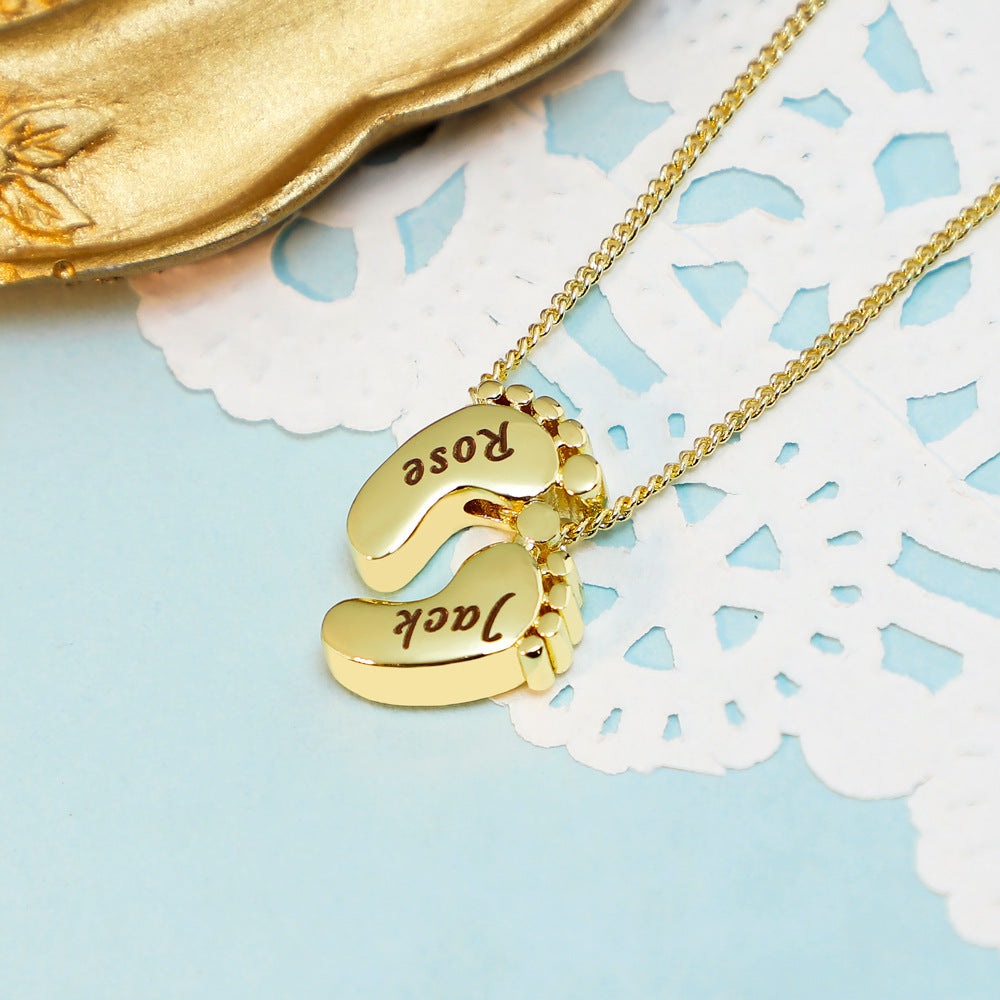 Rachel Gold Engraved Little Footprint Necklace