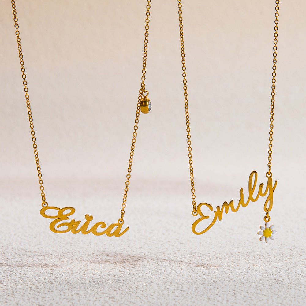 Estelle Petal & Gem Name Necklace
