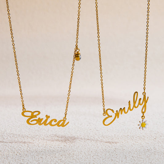 Estelle Petal & Gem Name Necklace