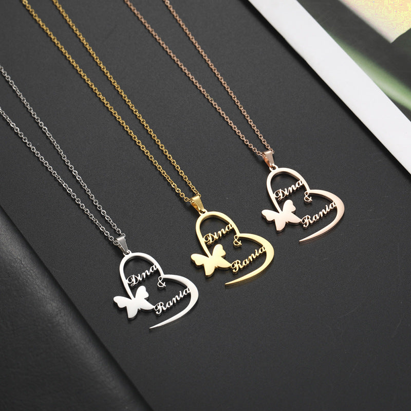 Lena Elegant Customizable Heart Necklace with Two Names