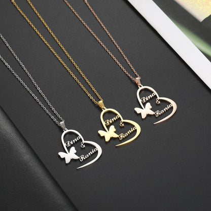 Lena Elegant Customizable Heart Necklace with Two Names