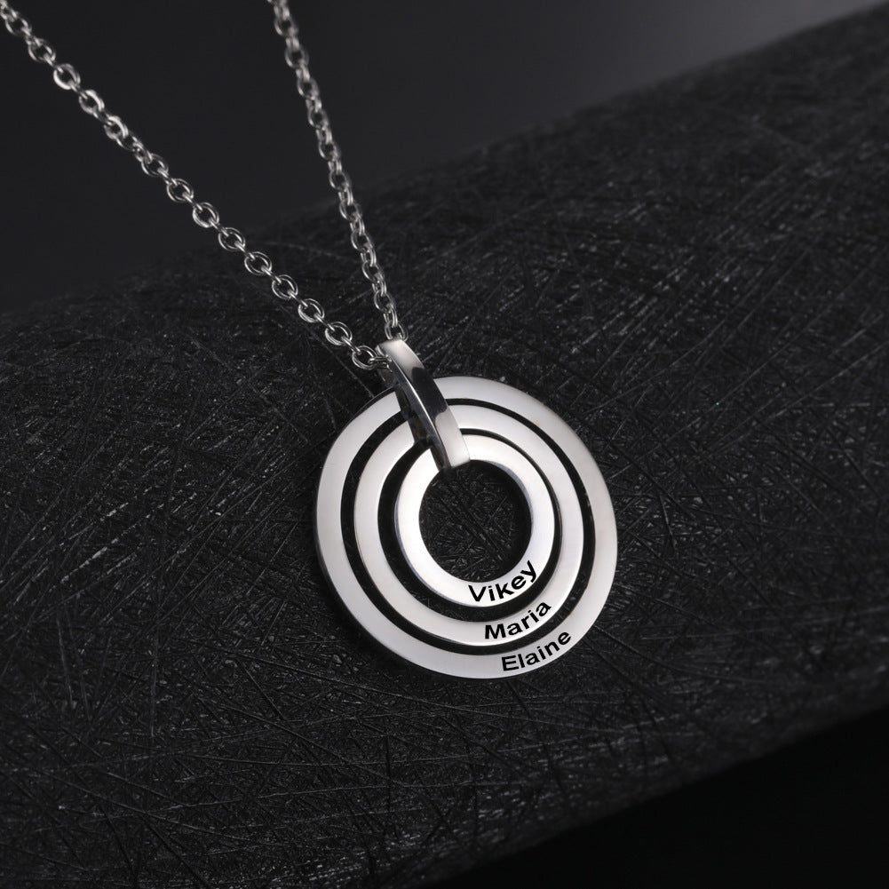 Iris Triple Concentric Circle Name Necklace