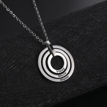 Iris Triple Concentric Circle Name Necklace