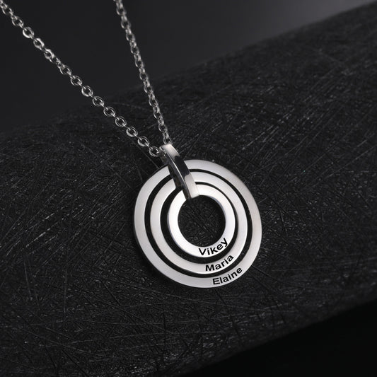 Iris Triple Concentric Circle Name Necklace