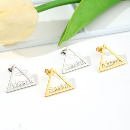 Sharon Hollow Triangle DIY English Letter Earrings