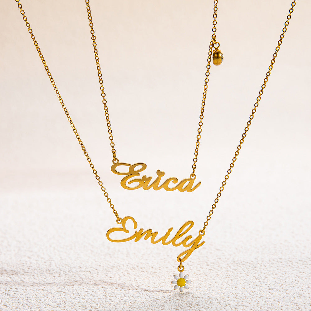 Estelle Petal & Gem Name Necklace