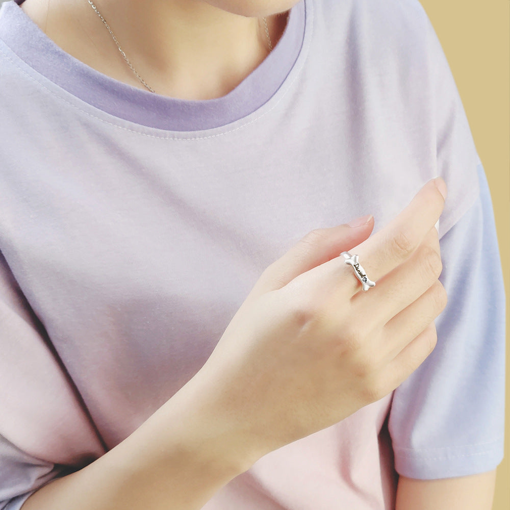 Lucy Dog Bone Name Ring